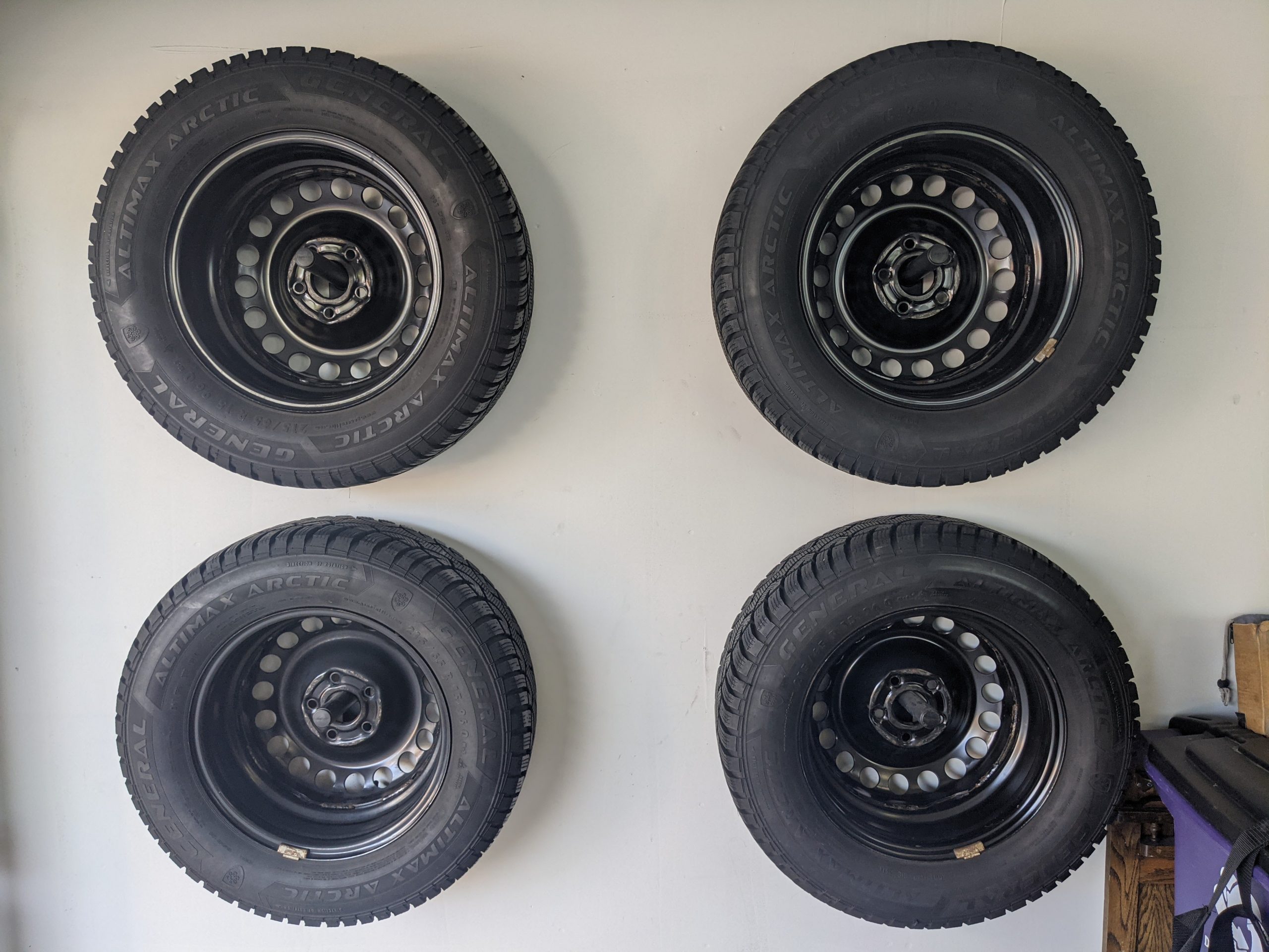 General Altimax Arctic 215/65 R15 w/ Steelies (mounted & balanced)