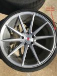Front wheel with small curb-rash spot.