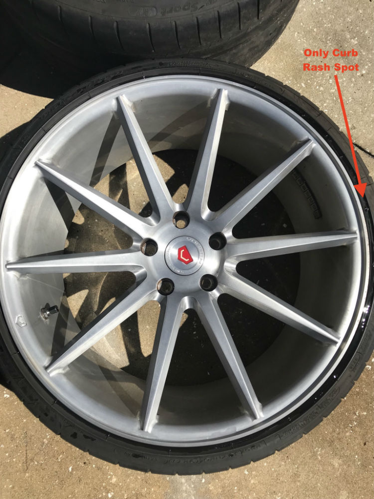 Front wheel with small curb-rash spot.